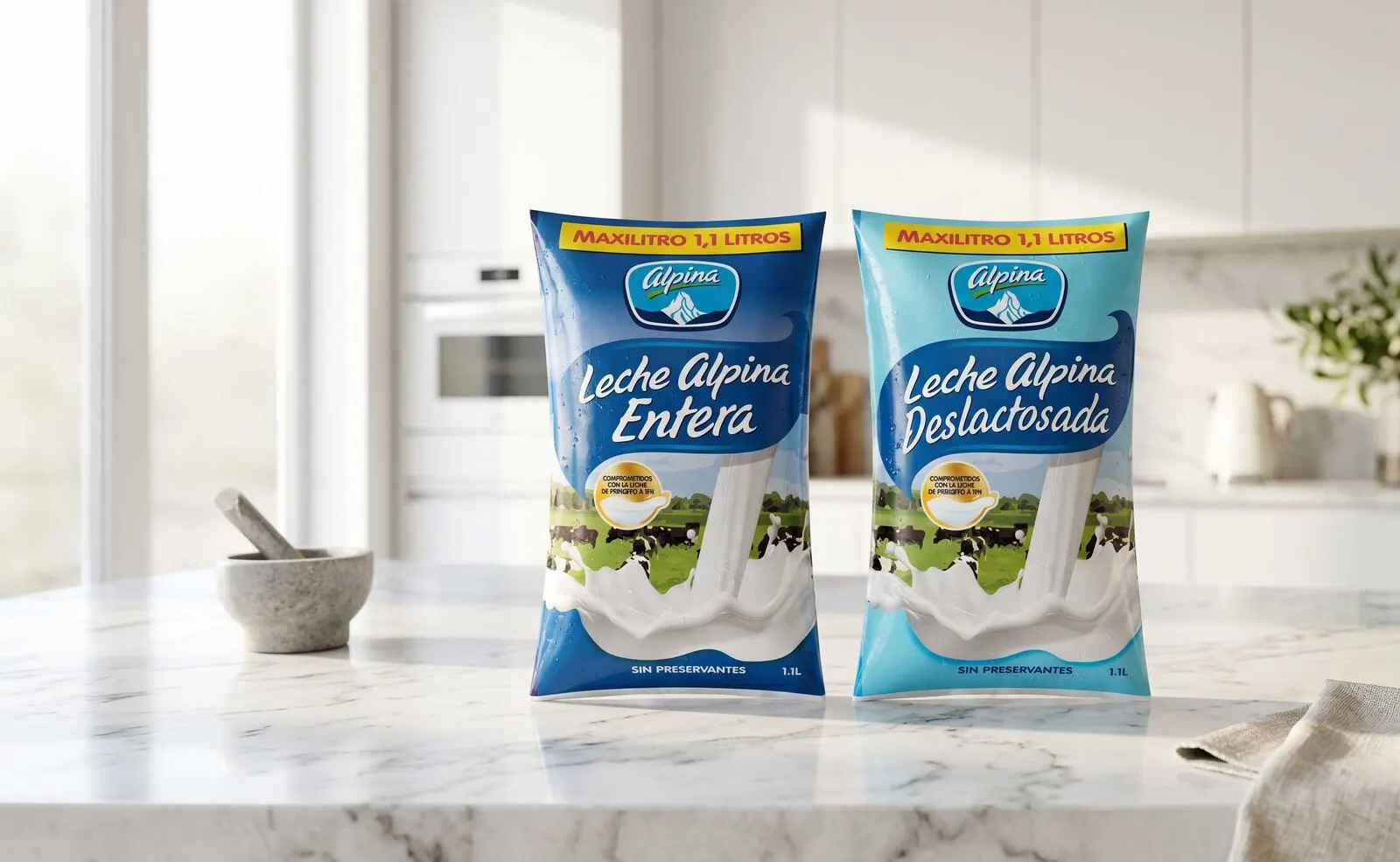 Leche Alpina pouch packaging